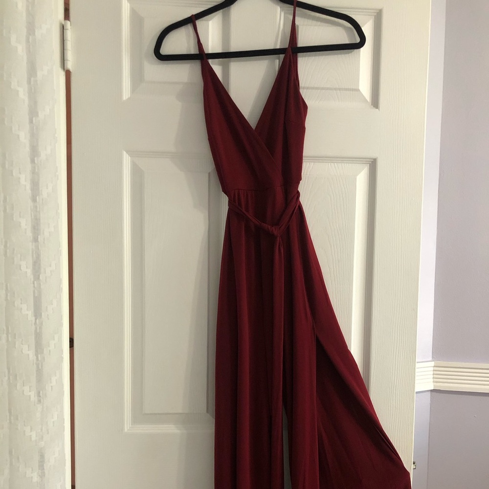 Red Jumpsuit with Spit Legs
